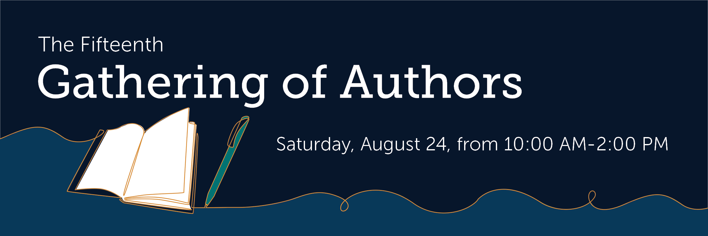 Gathering of Authors logo with open book and pen