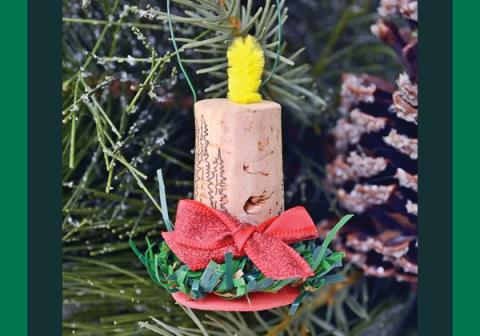 Wine cork holiday candle ornament