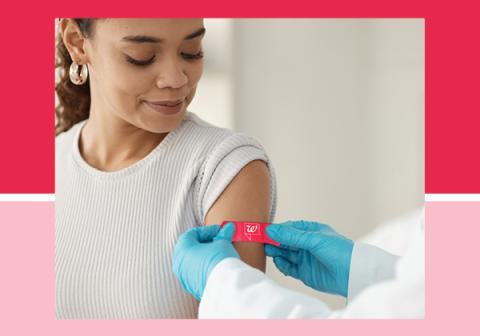 Photo of a person with a bandage on their arm after receiving a vaccination