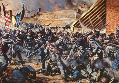 Painting of a Civil War battle