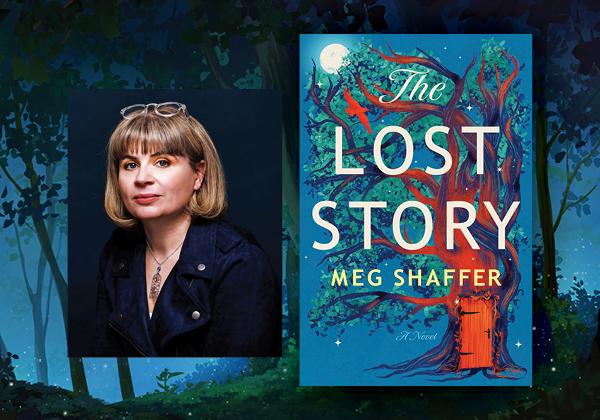 Photo of author Meg Shaffer and cover of her book The Lost Story